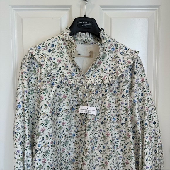 NWOT Weekend Max Mara Label-cut Sophia Ruffled Floral Shirt Size: M US4/6 Spring - Picture 10 of 15